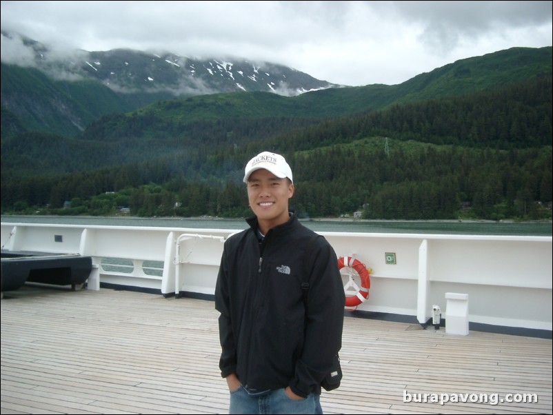 On the bow of the ship.