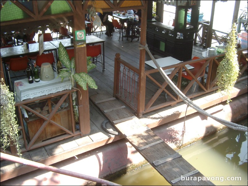 Entrance to the floating restaurant on the Chao Phraya river.