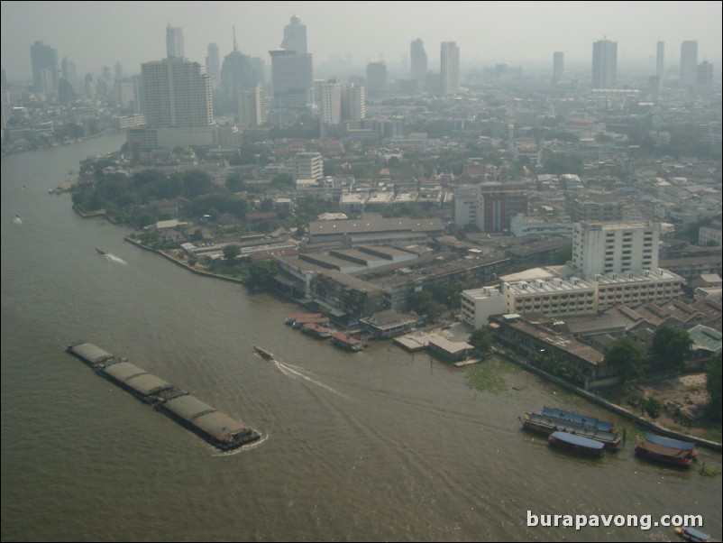 Aerial view of Bangkok, Chao Phraya River.