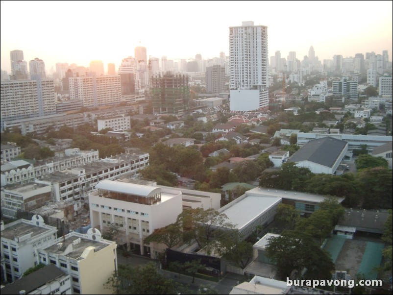 Aerial views of Bangkok skyline.