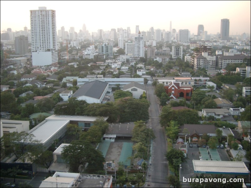 Aerial views of Bangkok skyline.