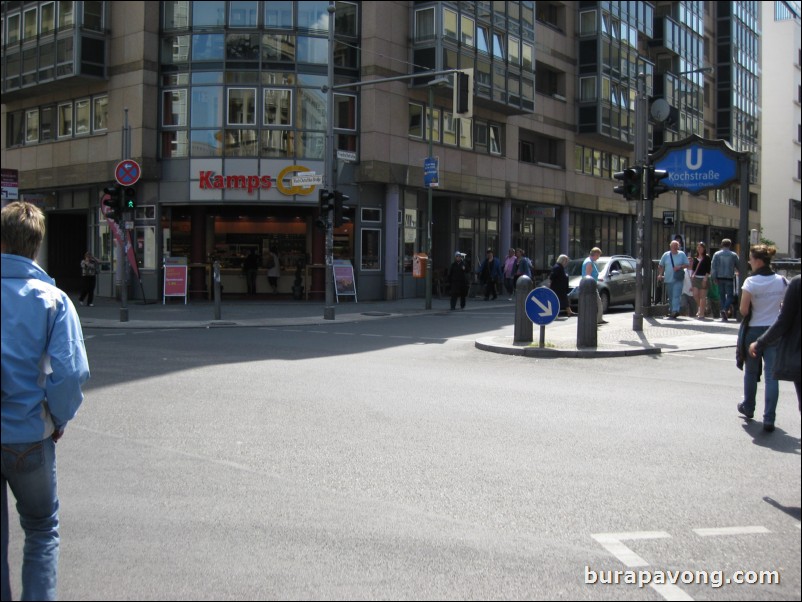 In/around Checkpoint Charlie, crossing point between East and West Germany during the Cold War.