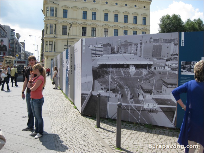 In/around Checkpoint Charlie, crossing point between East and West Germany during the Cold War.