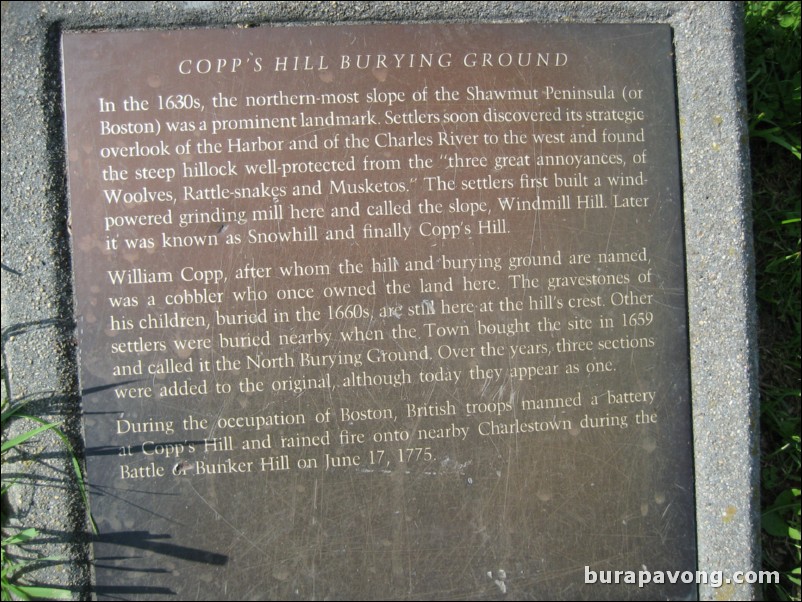 Copp's Hill Burying Ground. North End. Freedom Trail.