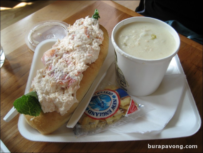 Lobster dog and clam chowder. Quincy Market.