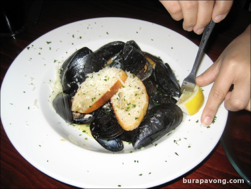 Mussel appetizer at Dog Watch Cafe. Stonington, Connecticut.