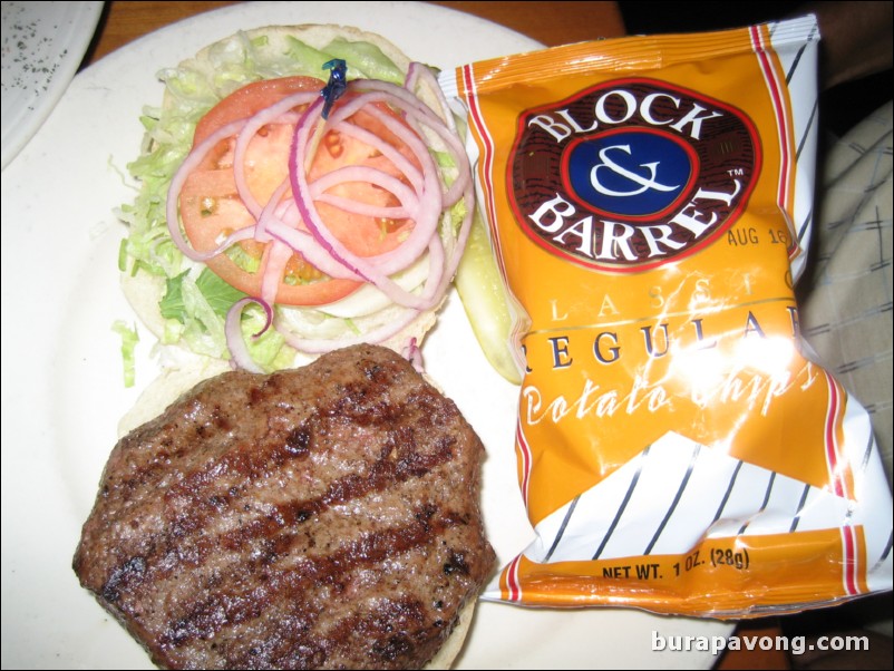 Sirloin burger at the Landing Restaurant and Tavern. Newport, Rhode Island.