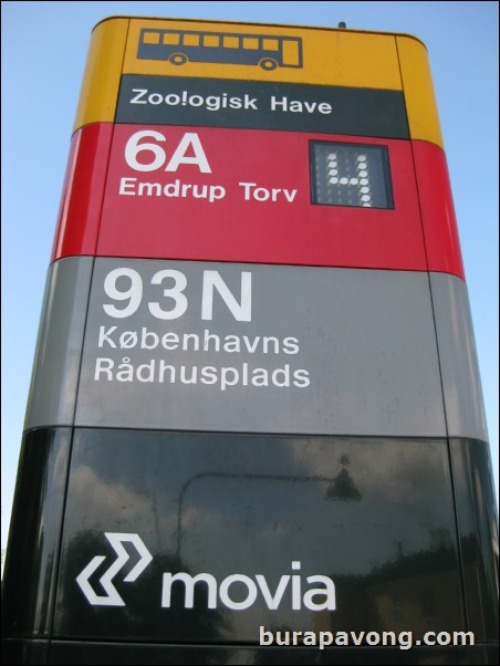 Bus stop outside Copenhagen Zoo.