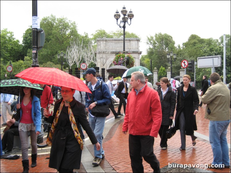 Grafton Street, St. Stephen's Green entrance in background.