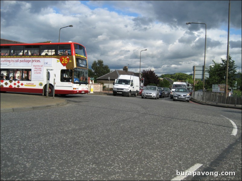 Entering a roundabout.