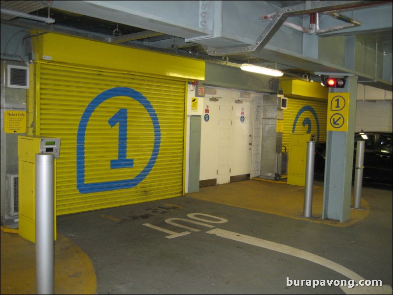 Downtown Edinburgh.  Parking garage.