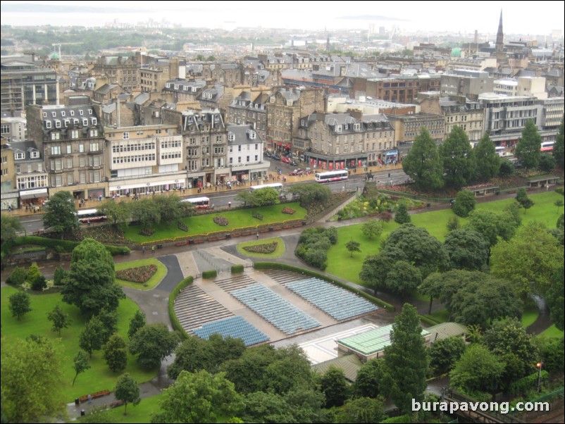 Princes Street Gardens from Edinburgh Castle.