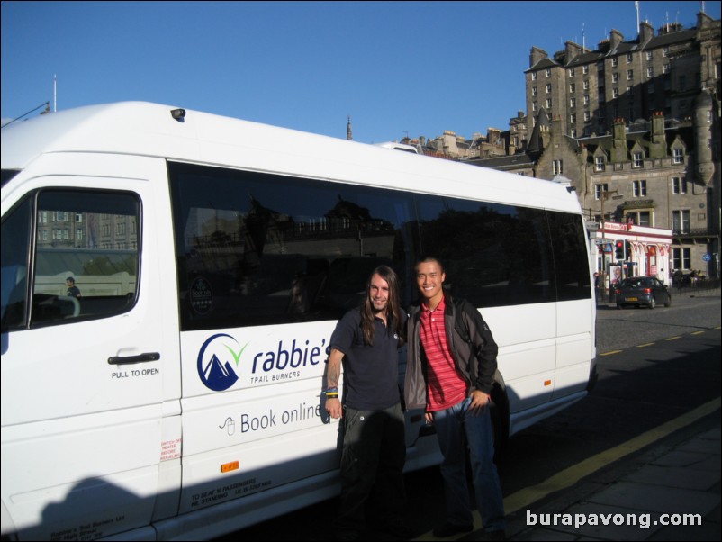 Peter and I posing in front of the Rabbie's bus.