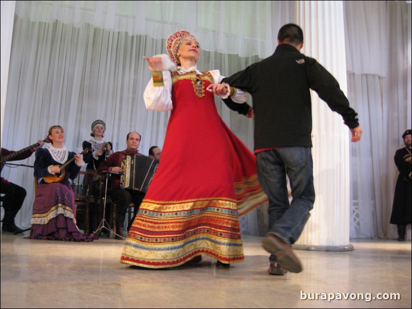 Dancing with the Cossack lady!