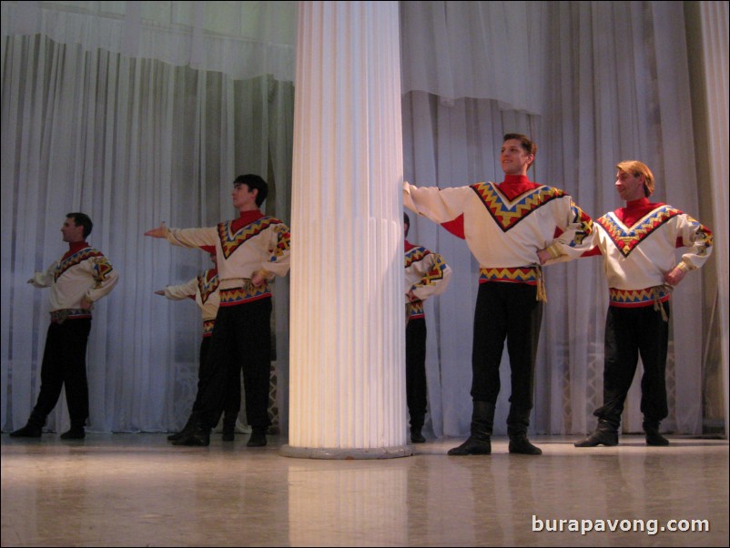 The Stars of St. Petersburg doing lyrical dances of the Russian North, Cossacks from the Don and Voronezh, and miniatures of the Urals and Siberia.