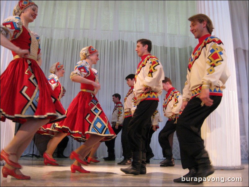 The Stars of St. Petersburg doing lyrical dances of the Russian North, Cossacks from the Don and Voronezh, and miniatures of the Urals and Siberia.