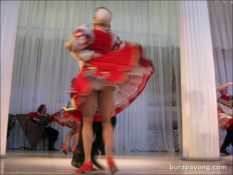 The Stars of St. Petersburg doing lyrical dances of the Russian North, Cossacks from the Don and Voronezh, and miniatures of the Urals and Siberia.