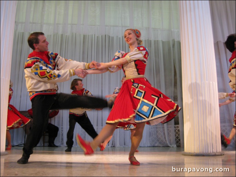 The Stars of St. Petersburg doing lyrical dances of the Russian North, Cossacks from the Don and Voronezh, and miniatures of the Urals and Siberia.