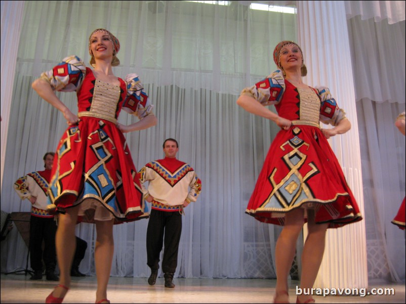 The Stars of St. Petersburg doing lyrical dances of the Russian North, Cossacks from the Don and Voronezh, and miniatures of the Urals and Siberia.