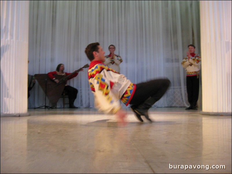 The Stars of St. Petersburg doing lyrical dances of the Russian North, Cossacks from the Don and Voronezh, and miniatures of the Urals and Siberia.