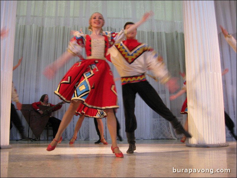 The Stars of St. Petersburg doing lyrical dances of the Russian North, Cossacks from the Don and Voronezh, and miniatures of the Urals and Siberia.