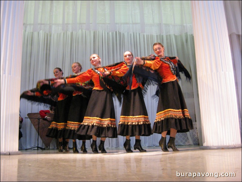 The Stars of St. Petersburg doing lyrical dances of the Russian North, Cossacks from the Don and Voronezh, and miniatures of the Urals and Siberia.