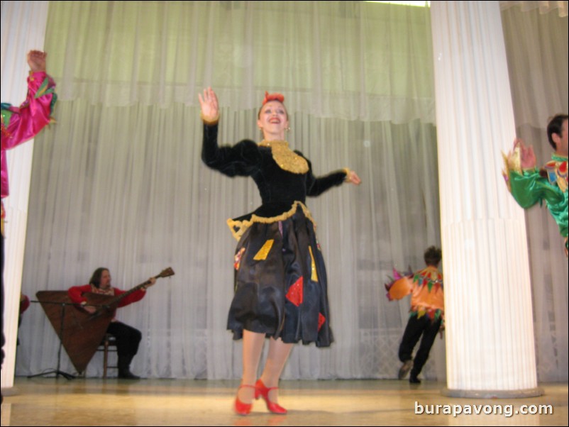 The Stars of St. Petersburg doing lyrical dances of the Russian North, Cossacks from the Don and Voronezh, and miniatures of the Urals and Siberia.