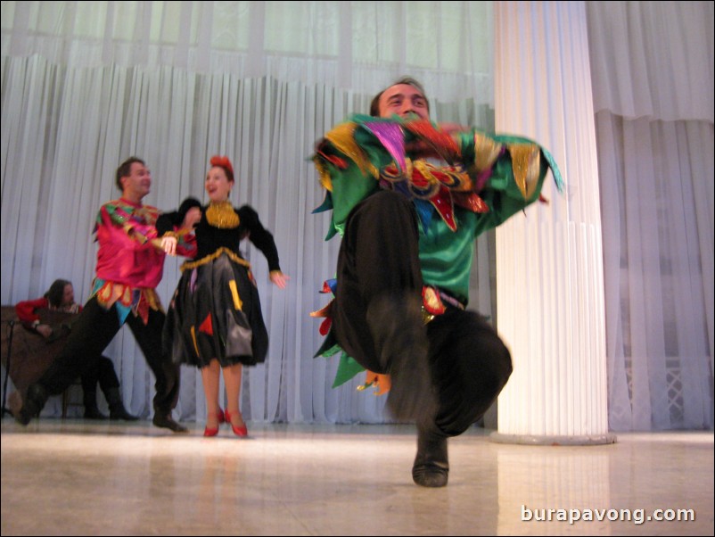 The Stars of St. Petersburg doing lyrical dances of the Russian North, Cossacks from the Don and Voronezh, and miniatures of the Urals and Siberia.