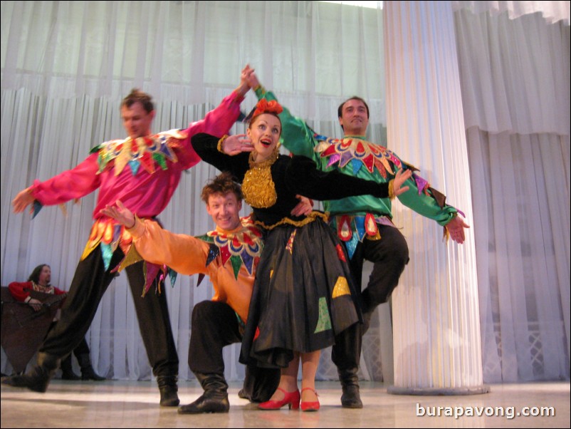 The Stars of St. Petersburg doing lyrical dances of the Russian North, Cossacks from the Don and Voronezh, and miniatures of the Urals and Siberia.