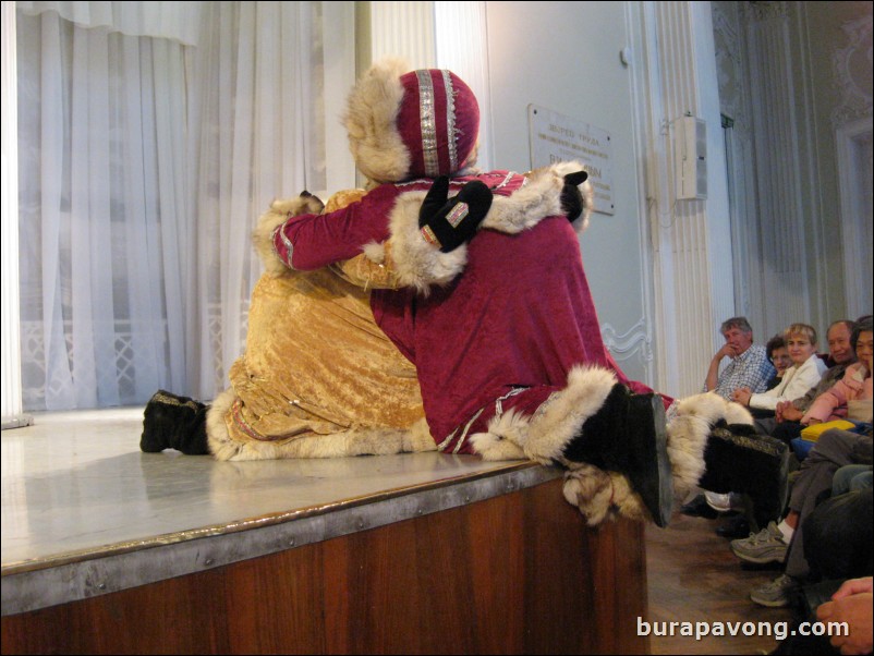 The Stars of St. Petersburg doing lyrical dances of the Russian North, Cossacks from the Don and Voronezh, and miniatures of the Urals and Siberia.