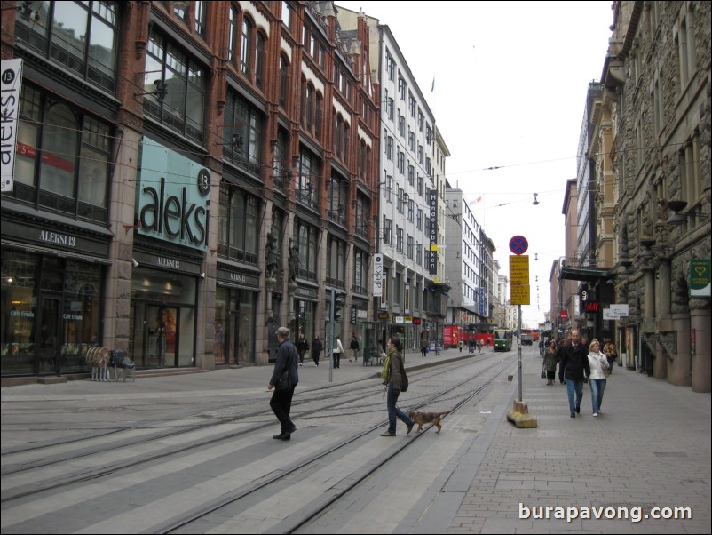 In/around Aleksanterinkatu street and Lasipalatsi district.