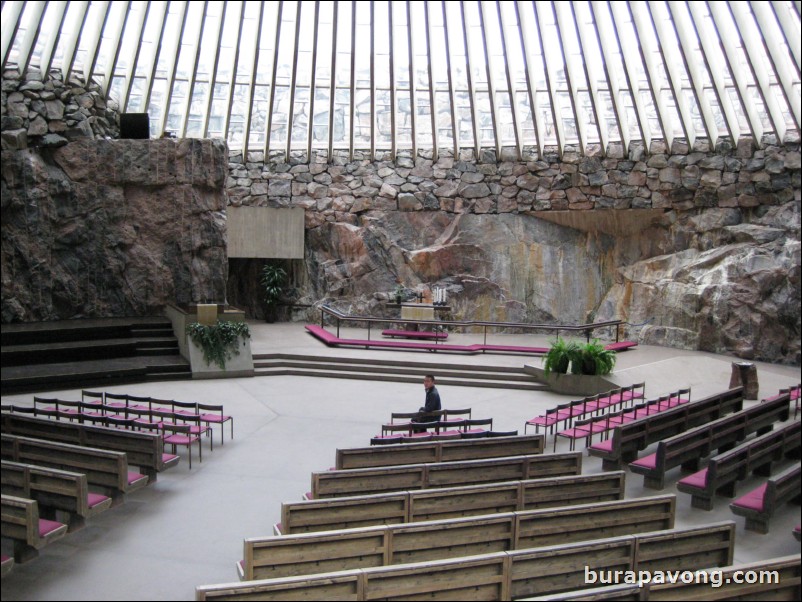 Temppeliaukio Church (a.k.a. the rock church), underground and blasted out of solid rock.