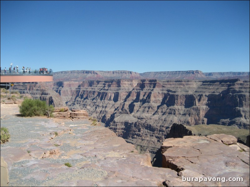 Grand Canyon West Rim.  Skywalk in distance.