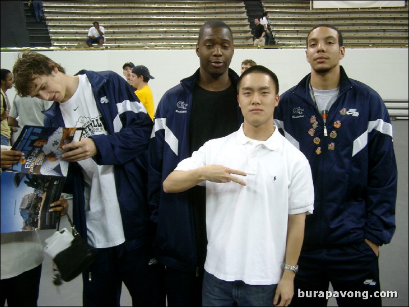 Georgia Tech guards (L to R) Jim Nystrom, Mario West, and Keith Jones.