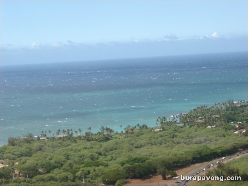 Views of Maui from inside helicopter.