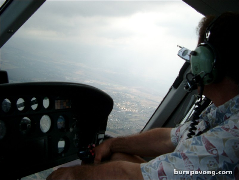 Views of Maui from inside helicopter.