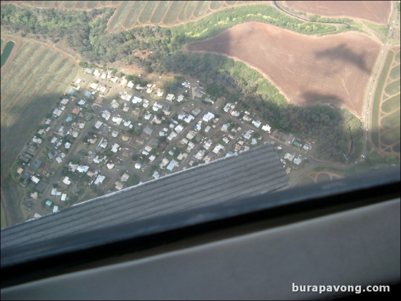 Views of Maui from inside helicopter.