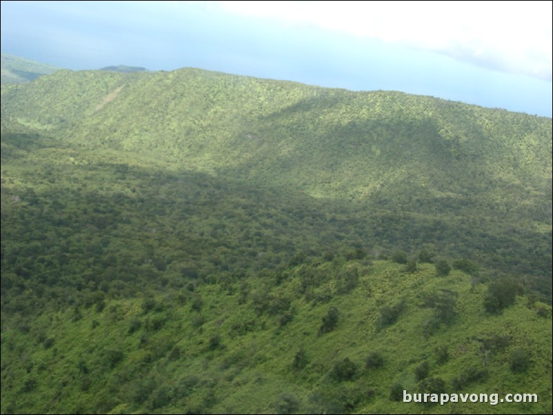 Views of Maui from inside helicopter.