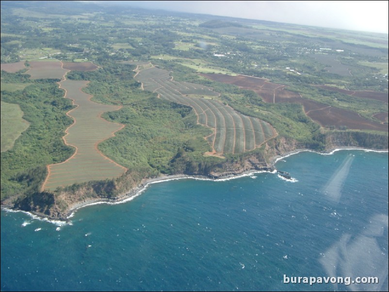 Views of Maui from inside helicopter.