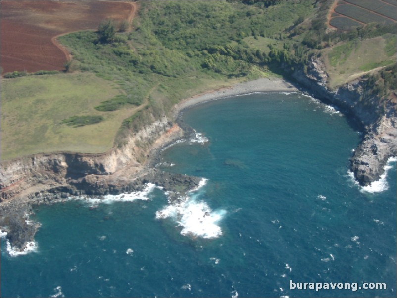 Views of Maui from inside helicopter.