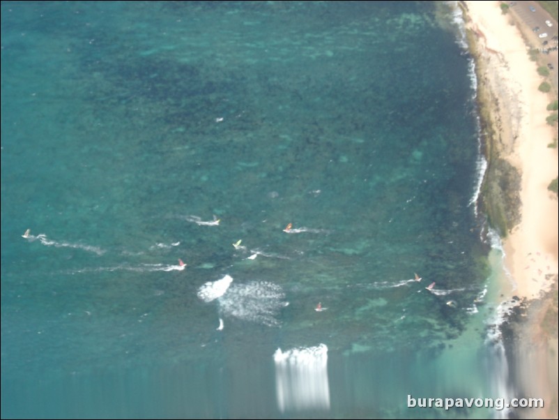 Views of Maui from inside helicopter.