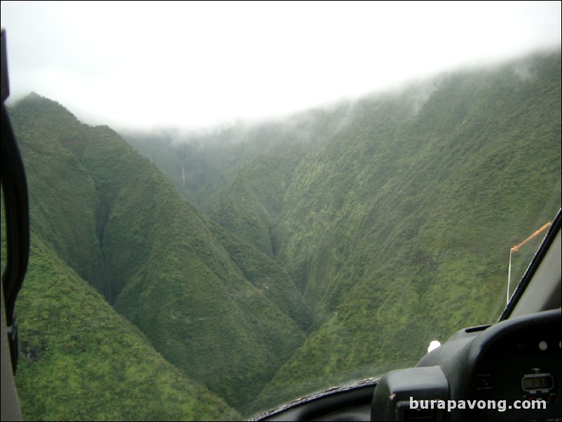 Views of Maui from inside helicopter.