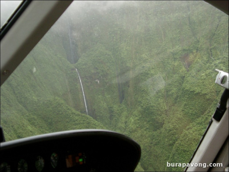 Views of Maui from inside helicopter.