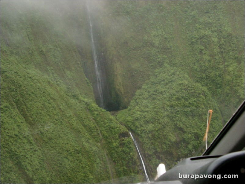 Views of Maui from inside helicopter.