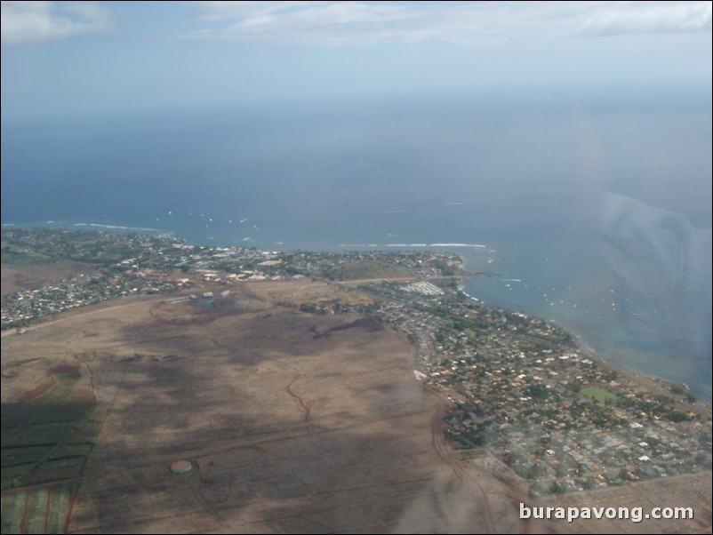 Views of Maui from inside helicopter.