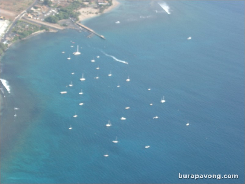 Views of Maui from inside helicopter.