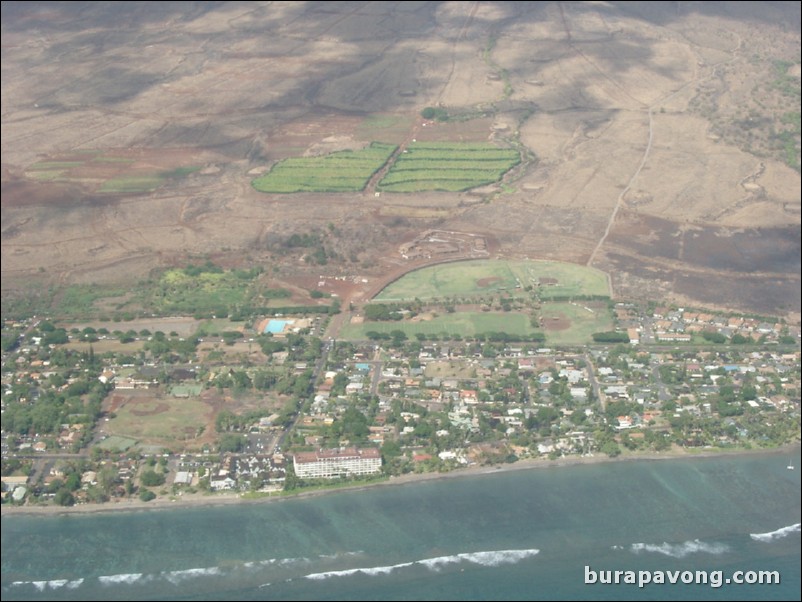 Views of Maui from inside helicopter.