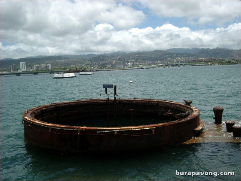 Exposed remains of U.S.S. Arizona.