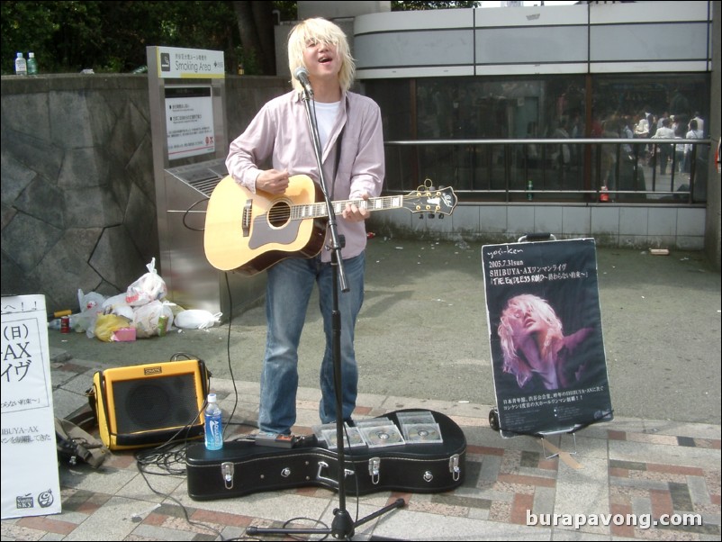 Musician outside Harajuku station.