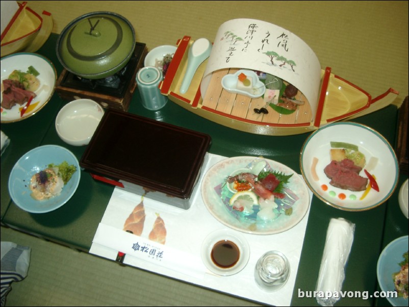 Traditional kaiseki dinner. Shouenso Ryokan, Kameoka.